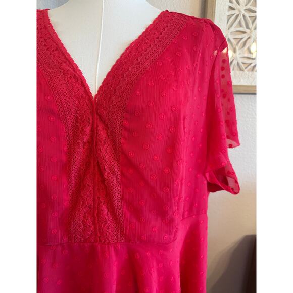TORRID Blouse | Dark Pink Peplum Top Flutter Sleeve | SIZE 2 - Picture 6 of 10